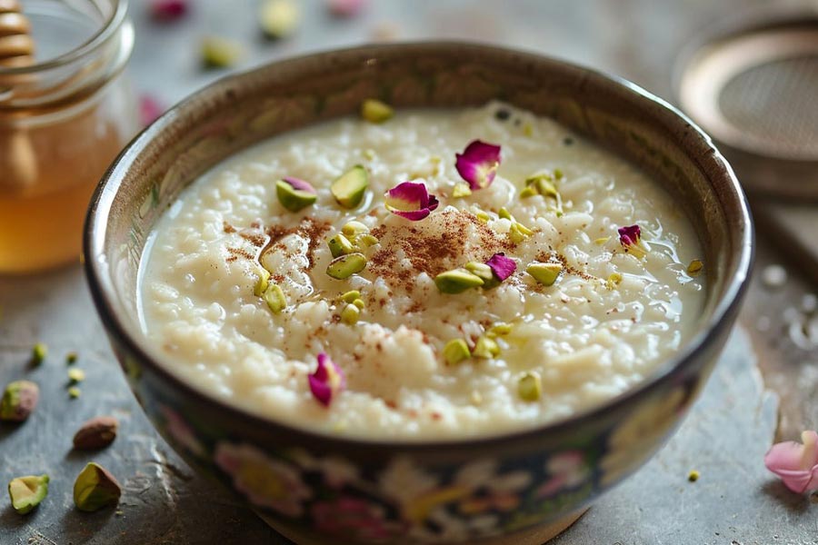 طرز تهیه شیر برنج سنتی با شیر و گلاب؛ لطیف، ساده و مقوی